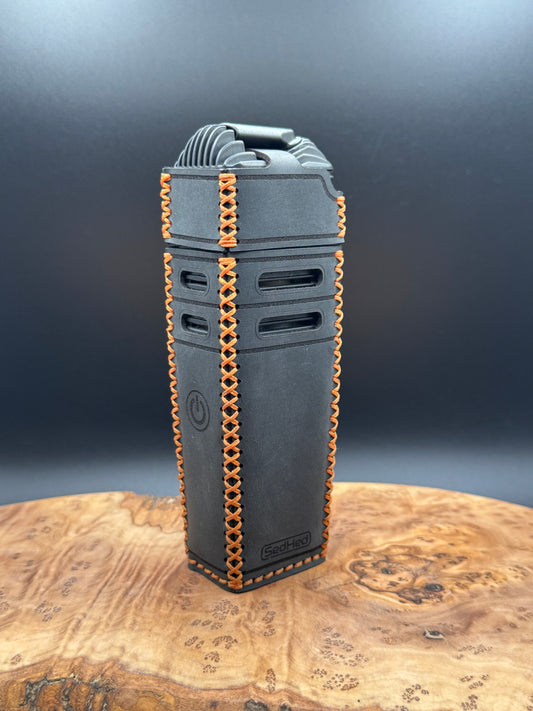 Custom Venty Case in Black Leather with Orange Stitching | Storz & Bickel VENTY Vaporizer Leather Sleeve Cover